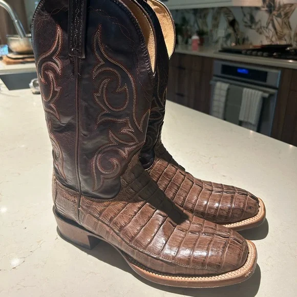 Brown Lucchese Leather Cowboy Boots - Picture 3 of 9